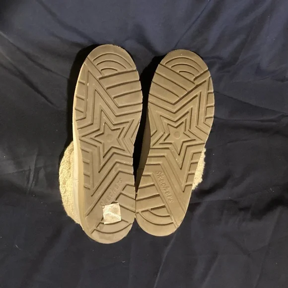 Skechers Low Wedge Knit Top Above Ankle Boot Cream - Picture 3 of 3